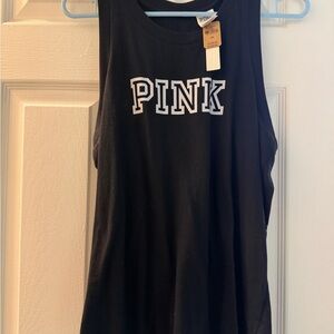 PINK Victoria's Secret Black Tank with White Logo